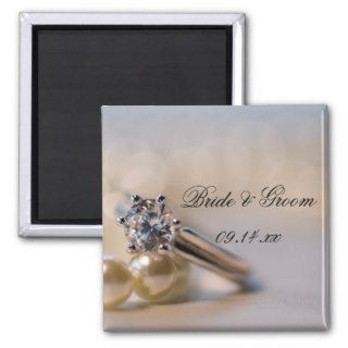 Diamond Ring and Pearls Wedding Magnet