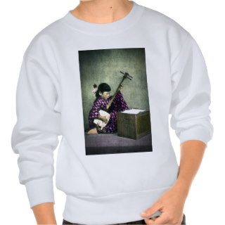 Japanese Girl Musician Shamisen Vintage Sweatshirts