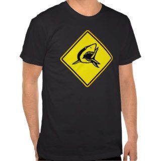 shark warning sign tee shirts