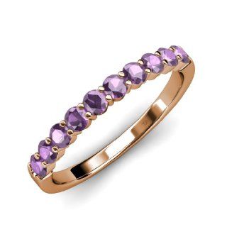 Amethyst 10 Stone Wedding Band 0.55ct tw in 18K Gold Jewelry