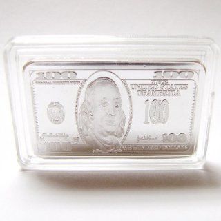 1 Troy Ounce Benjamin Franklin $100 Bill .999 Fine Silver Clad Bar + Bonus Gold Buffalo Nickel 