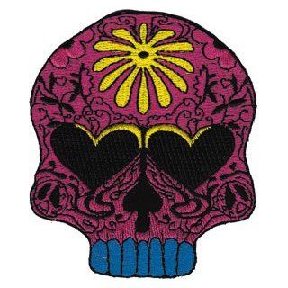 Novelty Iron on Patch   Skull Candy Skull Flower Power   Patch   Applique Clothing