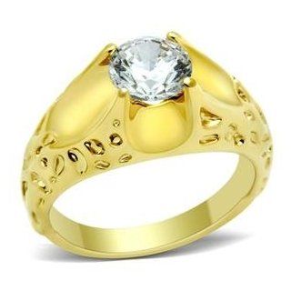 Size 10 Round Cut Solitaire Cubic Zirconia Men's Dome Brass Ring AM Jewelry