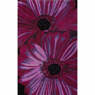 nuLOOM Handmade Bold Flower Purple Wool Rug (5' x 8') Nuloom 5x8   6x9 Rugs