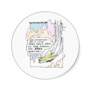 Pilot April Fools Cartoon Funny Gifts & Tees Round Sticker