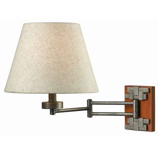 Kenroy 15 inch Faux Cherry Wood Silver Swing Arm Lamp Kenroy Sconces & Vanities