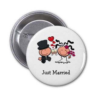 Just Married cartoon Button