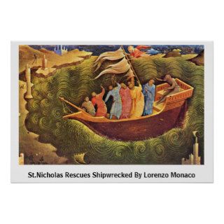 St.Nicholas Rescues Shipwrecked By Lorenzo Monaco Posters