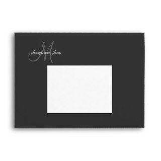 Monogram Black Wedding Invitation Envelopes