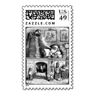 Santa Reading His Mail Postage Stamps