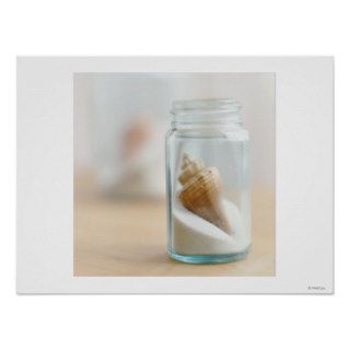 "Seashell in Jar with Sand Poster Print"