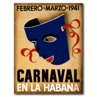 Carnaval En La Habana ~ Vintage 1941 Cuba Travel Post Card