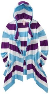 Design History Girls 7 16 Hooded Wrap Cardigan, Cool Turquoise/Pretty Purple, 10 Clothing