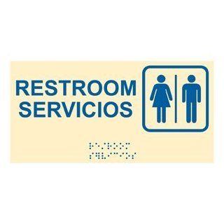 ADA Restroom With Symbol Braille Sign RSMB 545 SYM BLUonIvory  Business And Store Signs 