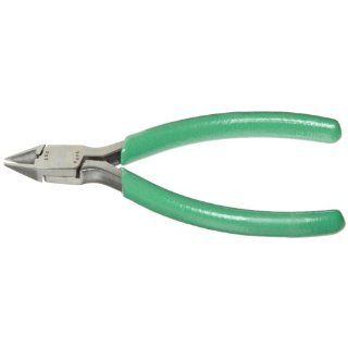 Xcelite MS545V Slim Line Tapered Head Cutter, Diagonal, Semi Flush Jaw, 4" Length, 13/32" Jaw length, Green Cushion Grip, Carded Wire Cutters