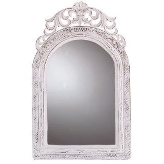 Distressed White Arched Top Wall Mirror   French Country Style   Wall Mounted Mirrors
