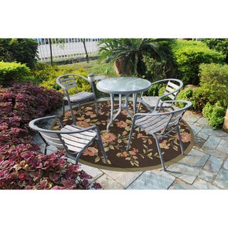 Hand hooked Clearwater Indoor/outdoor Floral Rug (8 Round)