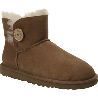 UGG Womens Bailey Button Mini Boots   Size 10, Chestnut