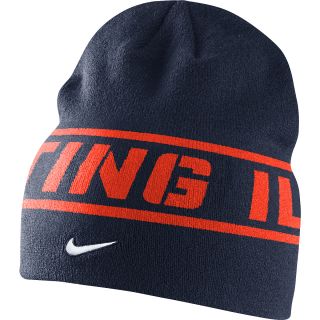 NIKE Mens Illinois Fighting Illini Sideline Players Knit Hat, Navy