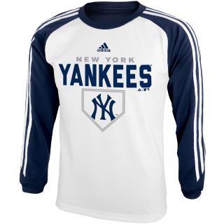 adidas Youth New York Yankees Out Field Long Sleeve T Shirt   Size Large