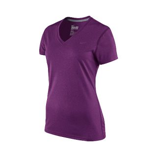 NIKE Womens Legend V Neck T Shirt   Size Large, Grape/grey