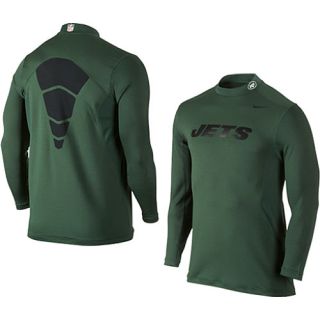 NIKE Mens New York Jets Pro Combat Hyperwarm Dri FIT Long Sleeve Mock 2 Shirt  