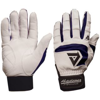 Akadema BTG400 Series Adult Batting Glove Pair Pack   Size Medium, White/navy