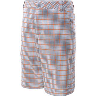 PUMA Mens Tech Plaid Golf Bermuda Shorts   Size 38, White/orange