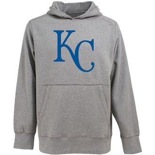 Antigua Mens Kansas City Royals Signature Hood Applique Gray Pullover