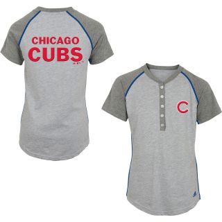 adidas Youth Chicago Cubs Base Hit Henley Short Sleeve T Shirt   Size Large