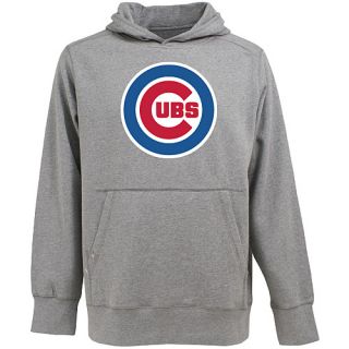 Antigua Mens Chicago Cubs Signature Hood Applique Gray Pullover Sweatshirt  