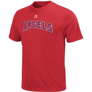 Majestic Mens Los Angeles Angels Official Wordmark Red Tee   Size Medium,