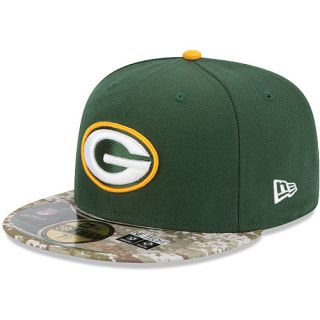 NEW ERA Mens Green Bay Packers Salute To Service Camo 59FIFTY Fitted Cap  