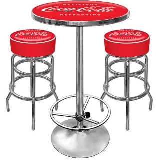 Trademark Global Ultimate Coca Cola Gameroom Combo   Table and Two Bar Stools