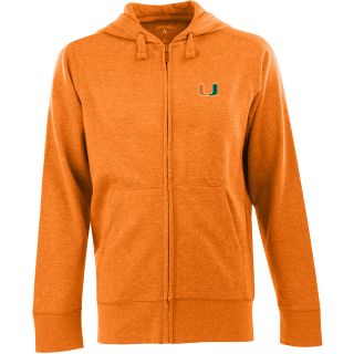 Antigua Mens Miami Hurricanes Fleece Full Zip Hooded Sweatshirt   Size Large,