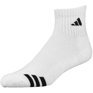 adidas Mens 3 Stripe Quarter Sock   3 Pack   Size Large, White/black