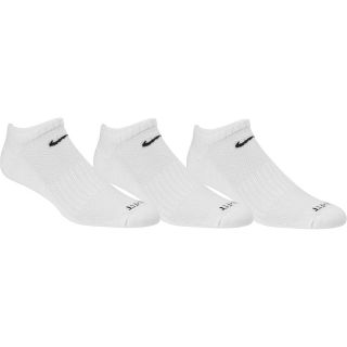 NIKE Dri FIT No Show Golf Socks   3 Pack   Size Large, White/black