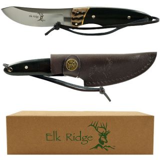 Elk Ridge Stainless Steel Hunting Knife w/ Leather Sheath (25 36088)