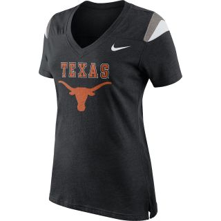 NIKE Womens Texas Longhorns Fitted V Neck Fan Top   Size XS/Extra Small, Black