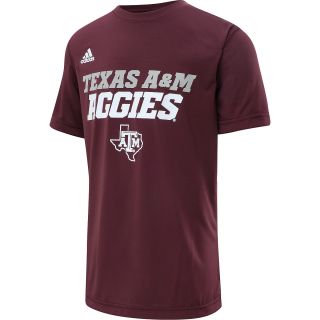 adidas Youth Texas A&M Aggies Sideline Game ClimaLite Short Sleeve T Shirt  