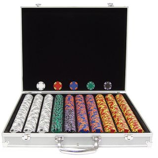 Trademark Global 1000 14g Tri Color Ace/King Suited Chips in Aluminum Case (10 