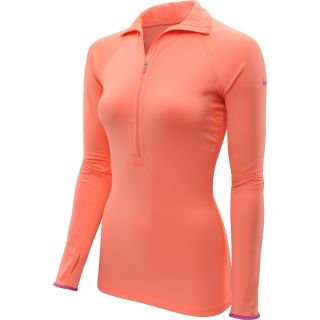 NIKE Womens Pro Hyperwarm Tipped 1/2 Zip Shirt   Size XS/Extra Small, Atomic