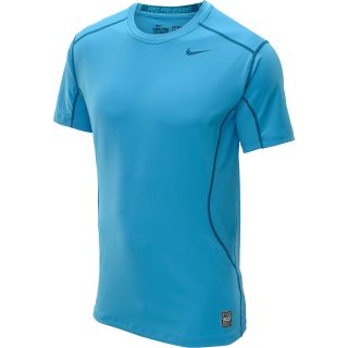 NIKE Mens Pro Combat Fitted Short Sleeve T Shirt   Size 3xl, Vivid Blue/green