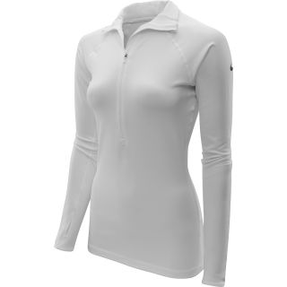 NIKE Womens Pro Hyperwarm Tipped 1/2 Zip Shirt   Size Xl, White/black