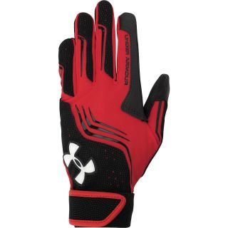 UNDER ARMOUR Adult Clean Up V Batting Gloves   Size Large, Red/black