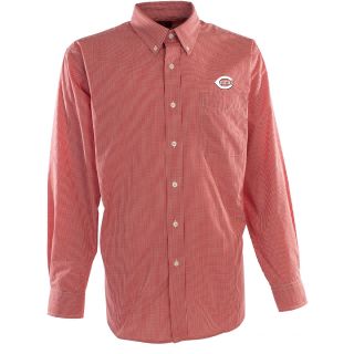 Antigua Mens Cincinnati Reds Focus Cotton/Polyester Woven Mini Check Button