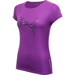 PUMA Womens PR Graphic One Up Short Sleeve T Shirt   Size Medium, Grape