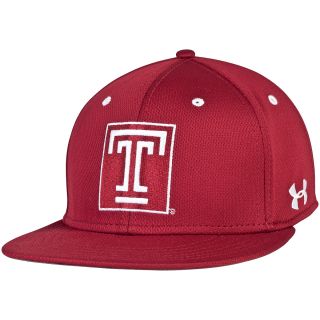 UNDER ARMOUR Mens Temple Owls Red and White Stretch Fit Flat Brim Cap   Size
