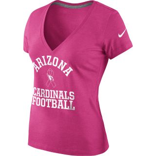 NIKE Womens Arizona Cardinals Breast Cancer Awareness V Neck T Shirt   Size