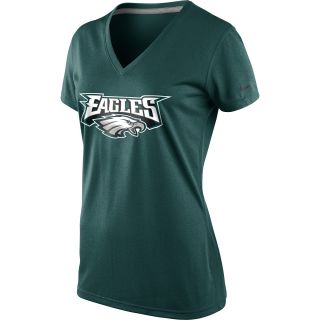 NIKE Womens Philadelphia Eagles Dri FIT Legend Logo V Neck Short Sleeve T 